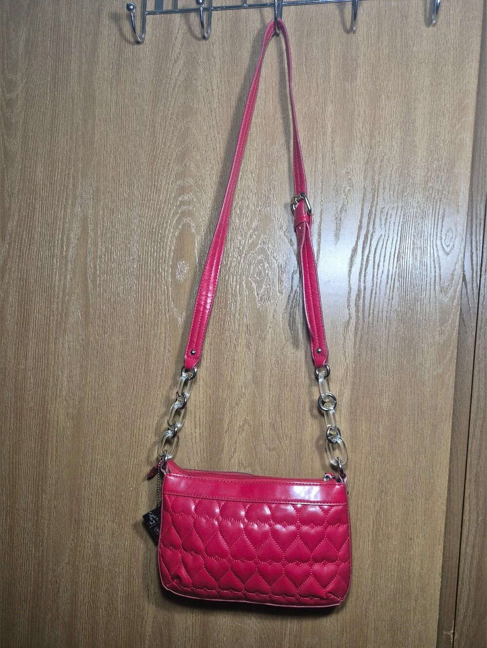 Lulu Guinness Red Heart-Shaped Quilted Crossbody Bag